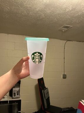 Starbucks Frosted Cup with Mint Green Lid and Green Logo